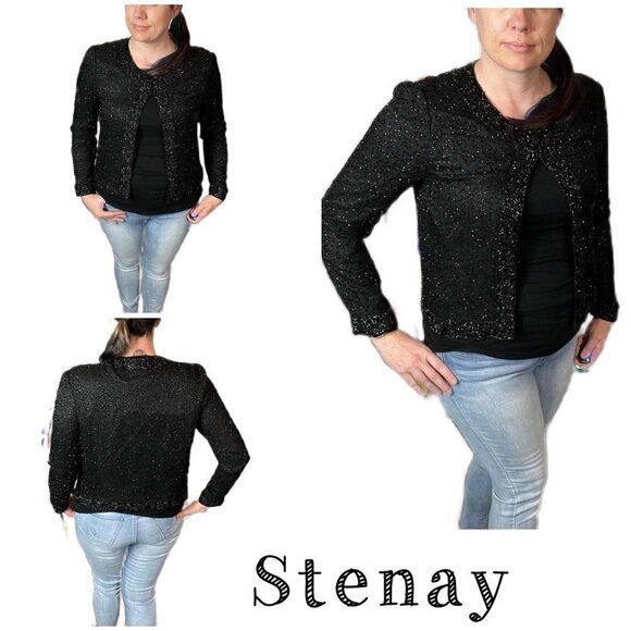 Stenay silk beaded vintage evening jacket long sleeve. Flashy unique. Size M - Picture 1 of 11